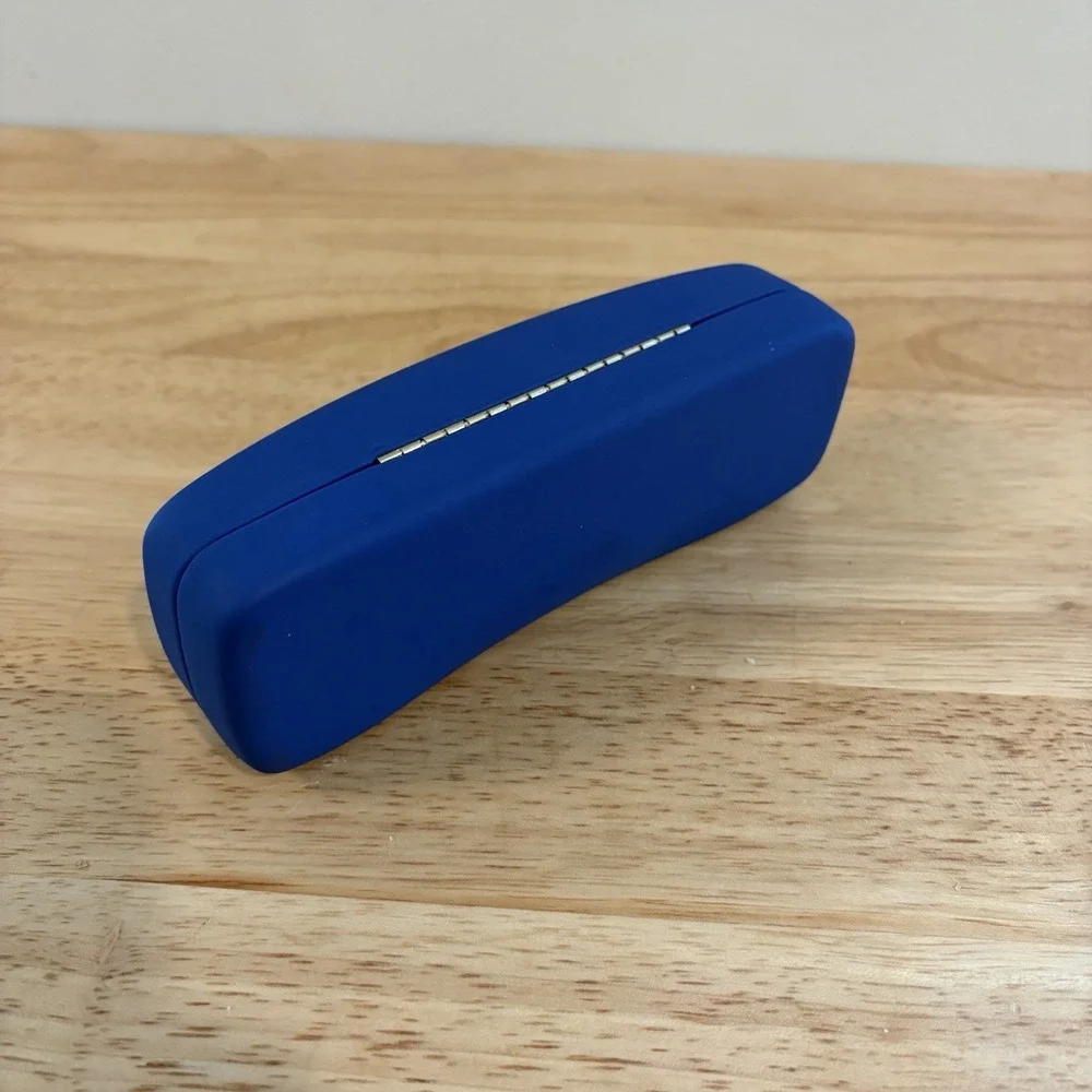 Ray-Ban Blue Eyeglass Hard Case Glasses Case Hinged Clamshell Red Felt Lined